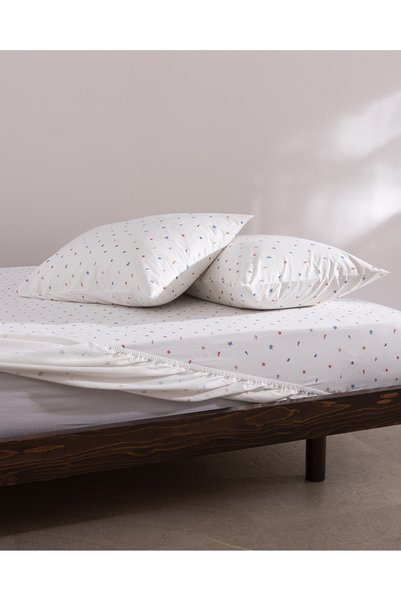 Morgan Double 100% Cotton Ranforce Printed Elastic Sheet Set - Colorful