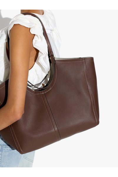 Women's Top-Stitched Shopper Bag L
