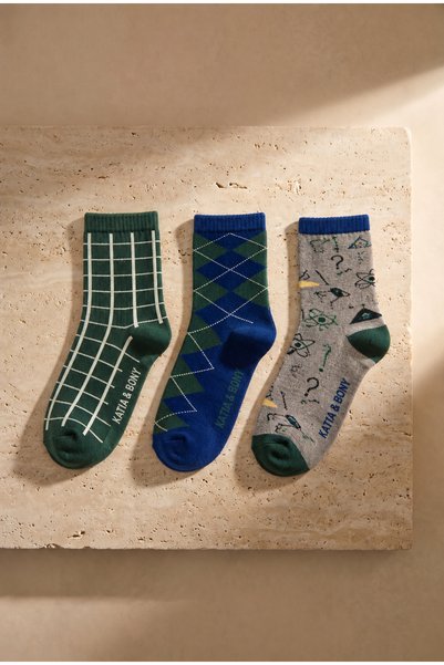 Children's 3-pack geometry patterned school socks