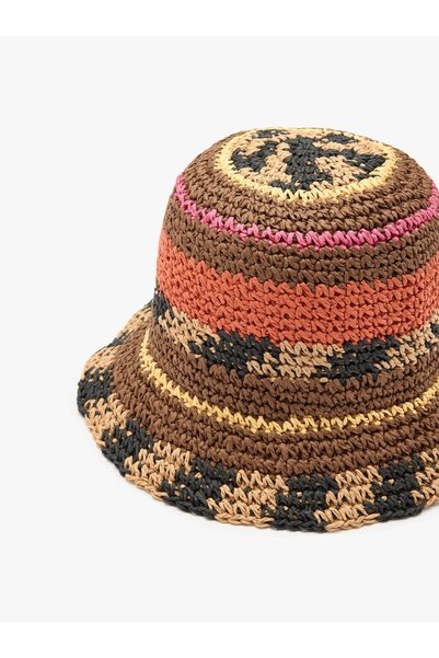 Women's Straw-Look Multi-Color Bucket Hat
