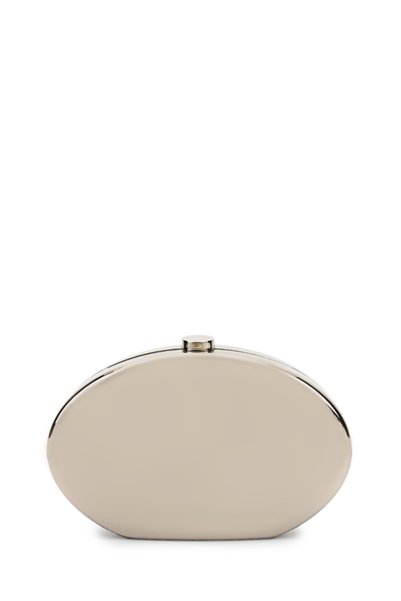 Oval Shaped Portfolio Women's Evening Dress Bag Anka Silver