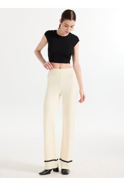 Yas Ecru Women's Pants Yasatheno Hmw Knit Pant