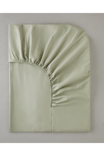 Novella Premium Cotton Textured Double Elastic Bed Sheet 160X200 cm Light Green