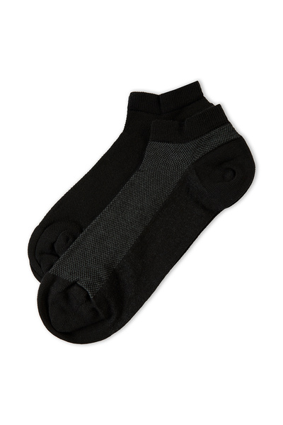 Set of 2 Cotton Blended Lycra Flexible Plain Sports Socks