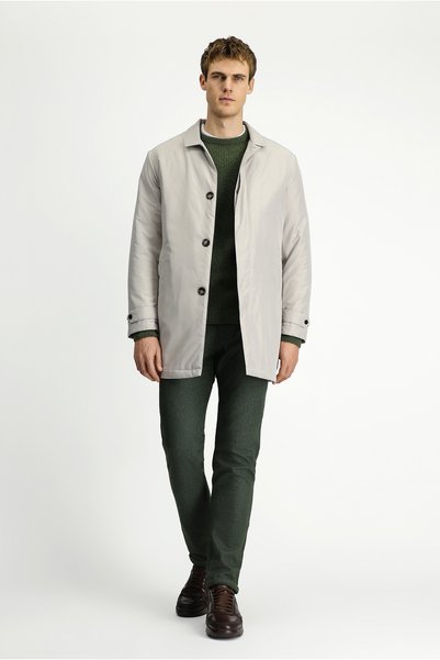 Regular Fit Buttoned Front Quilted Plain Top Coat