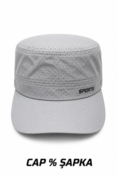 Unisex Gray Breathable Perforated Sports Hat Cap