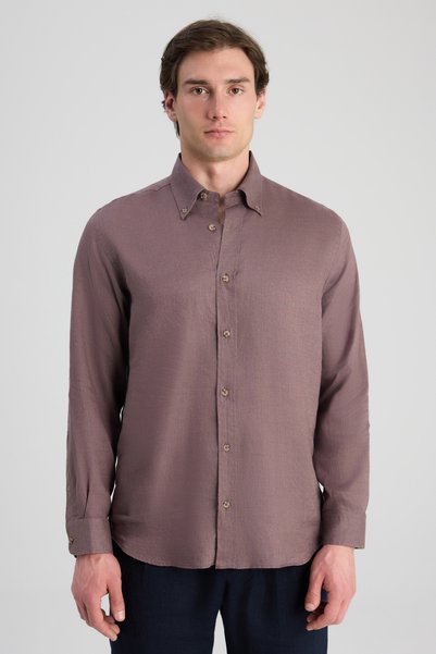 Ds Damat Comfort Lilac Plain 100% Linen Shirt