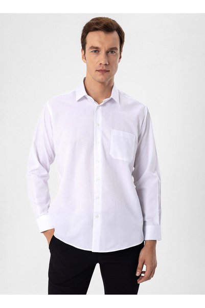 White Men's Regular Fit Dobby Shirt Gm2025000407