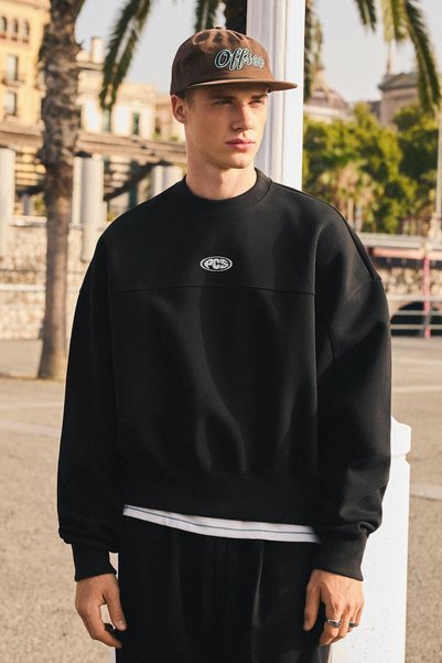 Crew Neck Patchwork Sweatshirt
