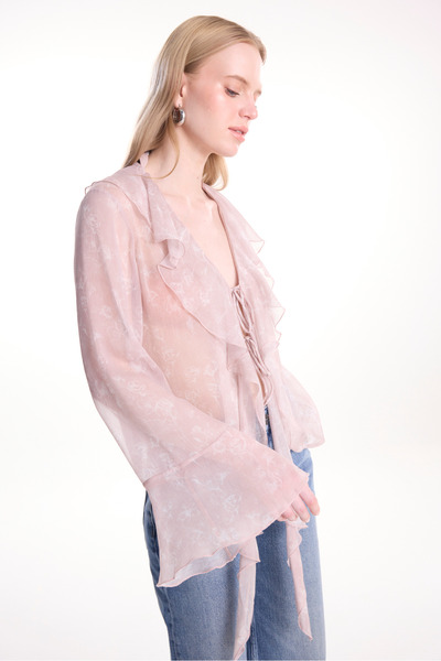 Pink Women's Floral Patterned Blouse Tbwrsh2003