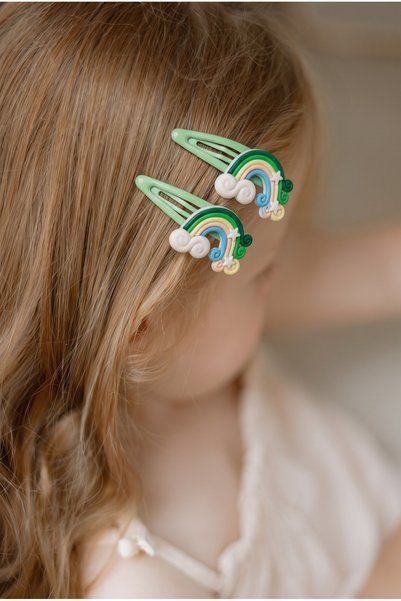 Girl's Rainbow Hair Clip Green