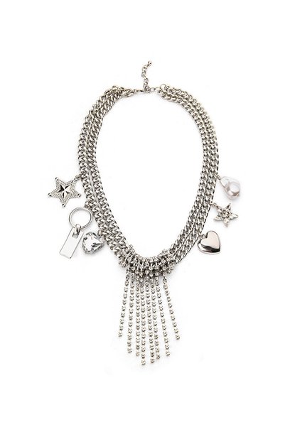 Combined Metal Necklace with Tip and Stone