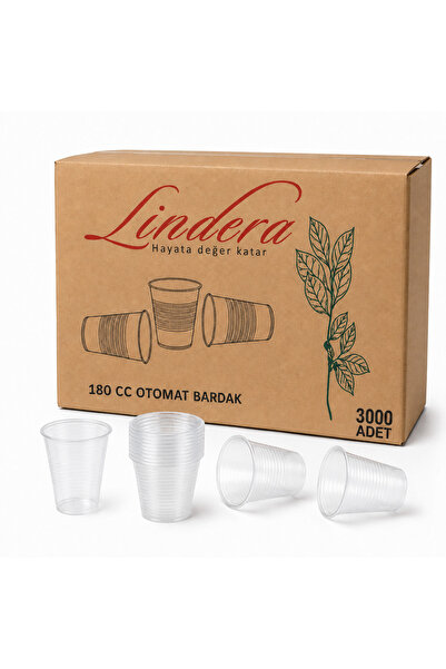 Lindera 180 цц проѕирна пластична чаша, 3000 парчиња, чаша за автомати, чаша за еднократна употреба за вода и пијалоци