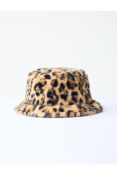 Brown Leopard Print Plush Hat
