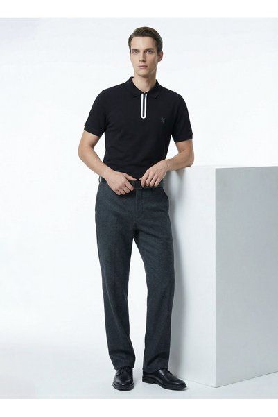 Black Men's Slim Fit Polo T-Shirt F4Sm-Tst 0747 Nb