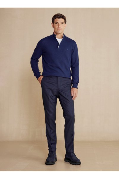 Navy Blue Men's Standard Fit Pants Bbfw25Mpt004