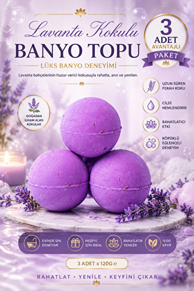 Bathbox сет од 3 бомби за капење и бомби за влажност, џакузи, када, маникир топка 130g џиновска големина - лаванда