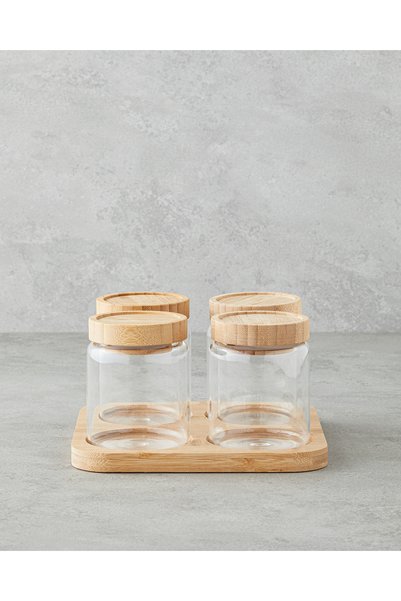 Monetta Glass 5-Piece Spice Jar Set 300 ml Natural