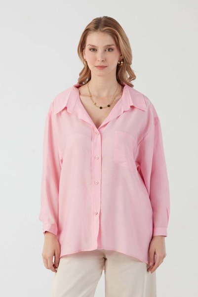 Basic Pocketed Loose Chiffon Shirt