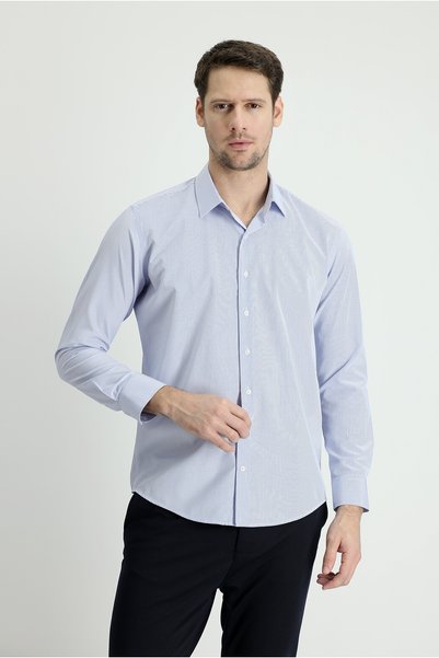 Long Sleeve Slim Fit Slim Fit Striped Cotton Easy-Iron Shirt