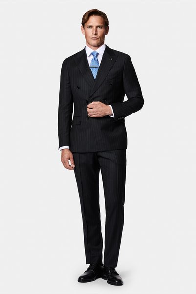 6 Drop Regular Fit Standard Cut 100% Wool Double-Breasted Striped Italian Suit