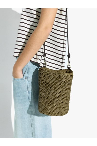 Women's Straw Patterned Crossbody Bag