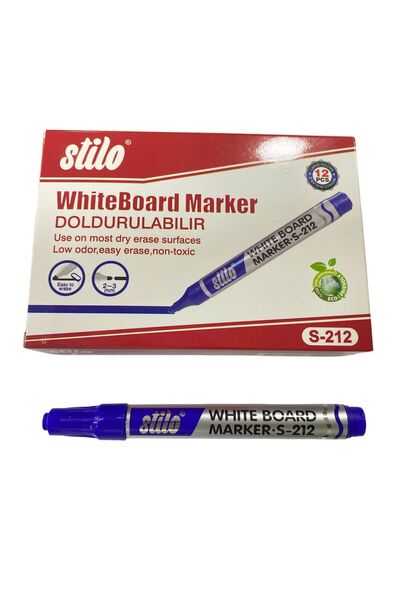 12 Refillable Whiteboard Markers Blue Color