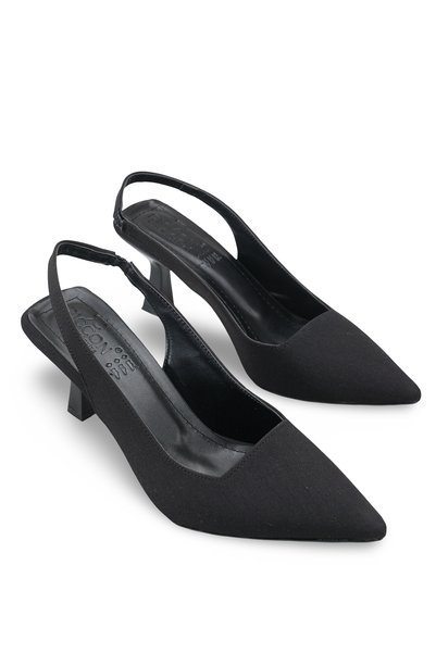 Stella Serena Women's Open Back Pointed Toe Thin Heeled Shoes 0012112 Black