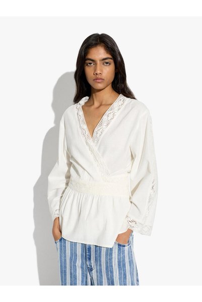 Women's 100% Cotton Crochet Detailed Blouse