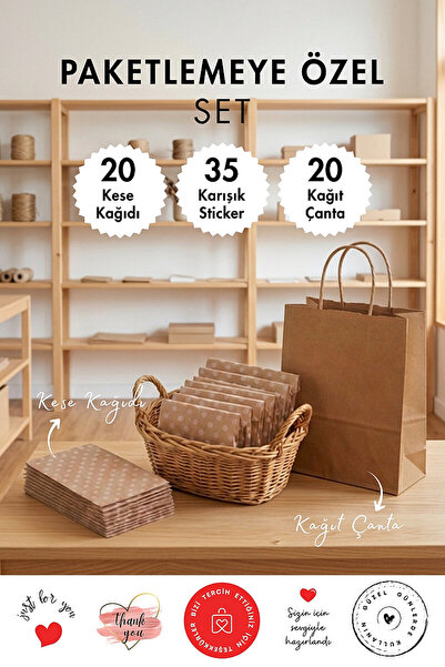 Специјален сет за пакување (20 хартиени кеси + 20 хартиени ќесички + 35 налепници)