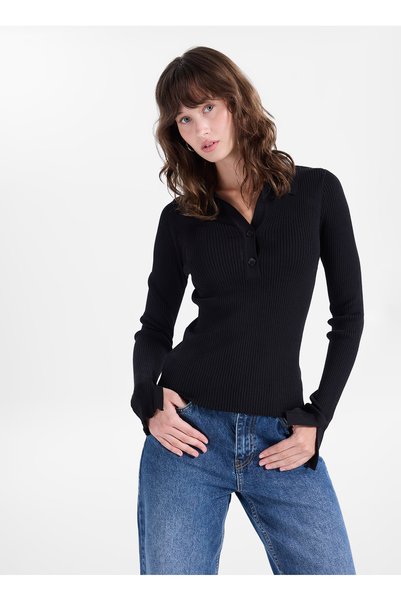 Black Women's Slim Fit Sweater F6Wl-Kzk0004