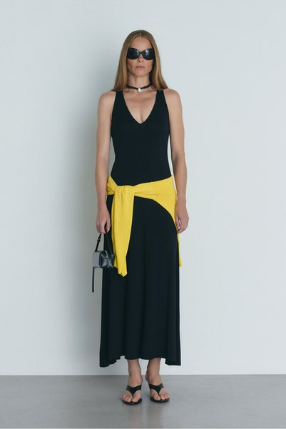 Black Bella Combed Cotton Dress
