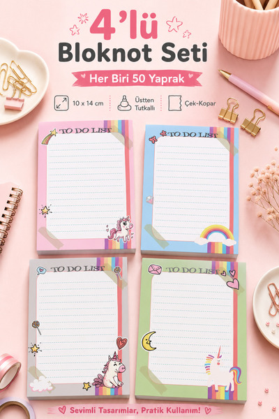 Сет од 4 бележници - To Do List бележник 10x14 cm