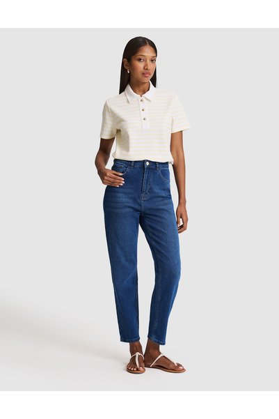 Light Blue Mom High Waist Fit Jean Pants 50318254-Vr003
