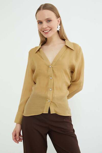 Transparent Shirt with Draped Sides
