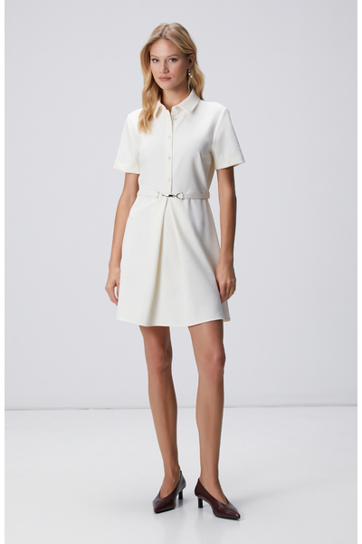 Off-White Knee Length Dress