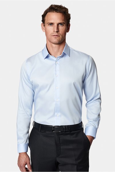 Long Sleeve Slim Fit Slim Fit Non Iron Classic Satin Cotton Shirt