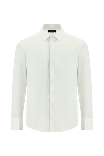 Long Sleeve Slim Fit Fitted Cotton Shirt with Cuffs