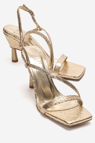 Jolene Gold Patterned Women's Heeled Shoes