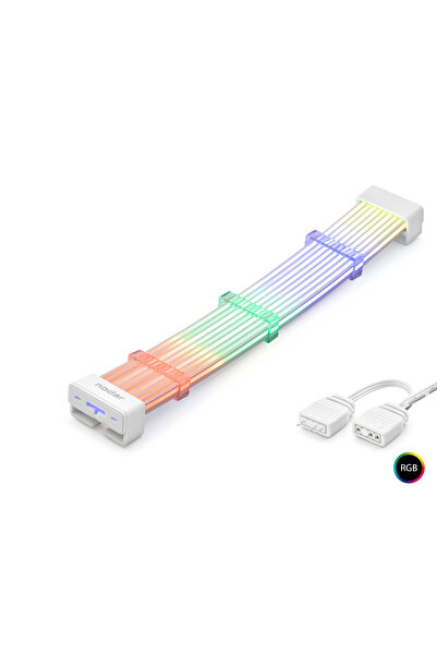 2X8 Pin ARGB PCIe GPU продолжен кабел за напојување флексибилен 2 mm 108 LED бел ND2813W