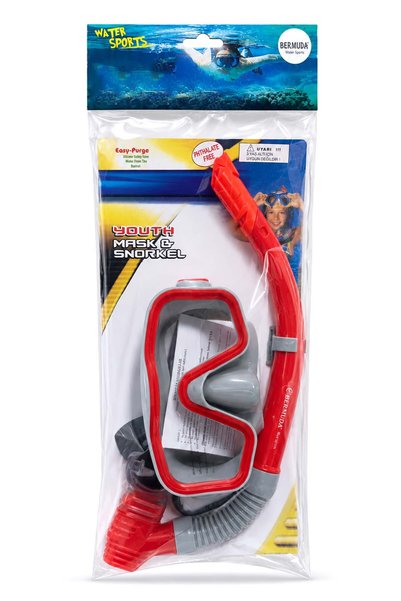 Diving Goggles Mask Snorkel Set 03 Anthracite-Red