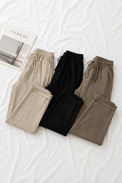 Men's Casual Wide Leg 3-Piece Linen Trousers