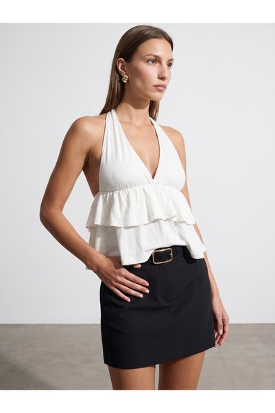 33017 Lyocell Halter Top-Ecru