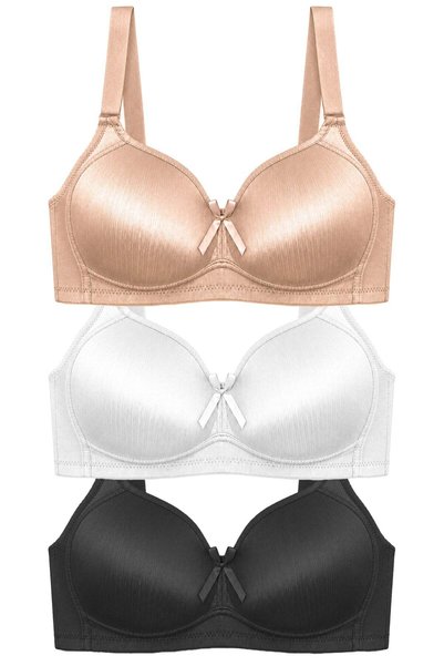 Bra - Elvia |   Plus Size Shiny Wire Free Strapless Minimizer Women's Bra 3 Pack-2
