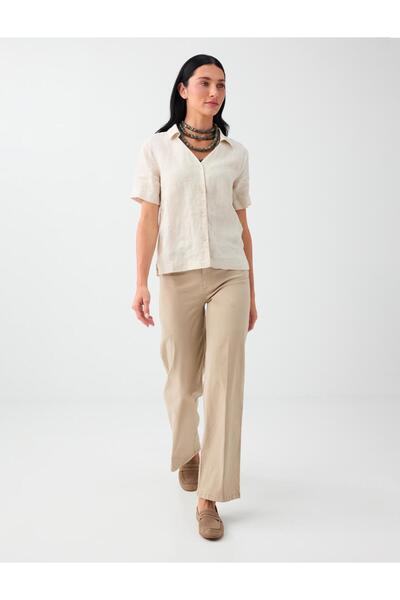 Stone High Waist Wide Leg Cotton Tencel Trousers