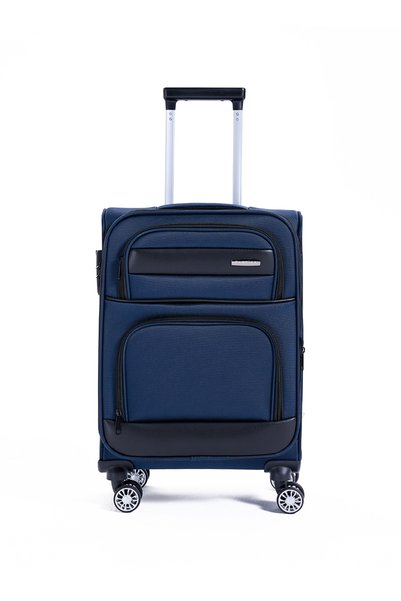 Navy Blue Unisex Wheeled Fabric Suitcase 013 SUITCASE CABIN SIZE