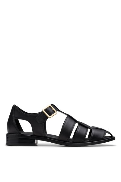 Black Women's Leather Sandals 26181215