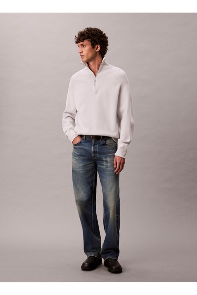 White Men's Crew Neck Sweater LV04LD313G67U_LS SNOWY TECH KNIT BO
