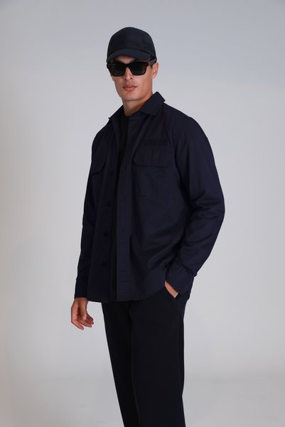 Lara Men's Basic Shirt Slim Fit Navy Blue