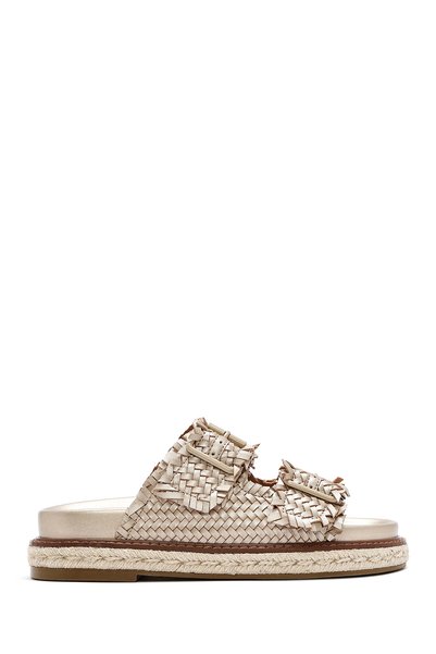Women's Bronze Thick Soled Metallic Slippers 25Sfd441632